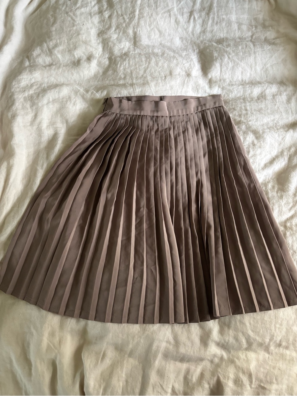 American Apparel Pleated Skirt in Taupe